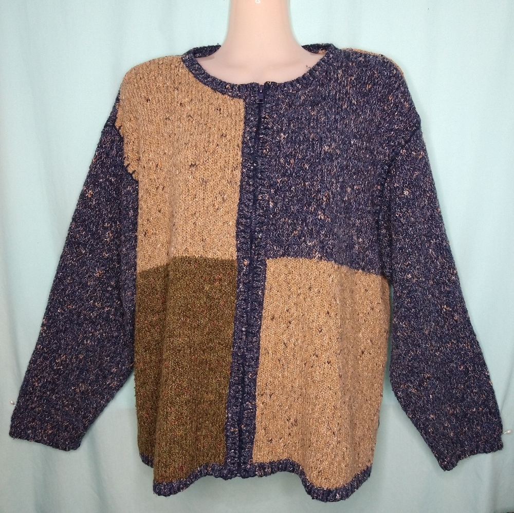 Dressbarn color block zip 18/20 Sweater